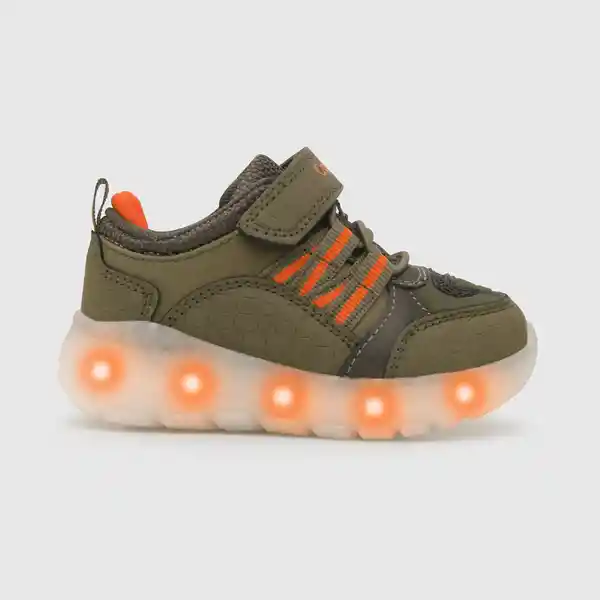 Zapatillas Luces Serpiente Niño Verde Musgo/Naranja T.22 Colloky