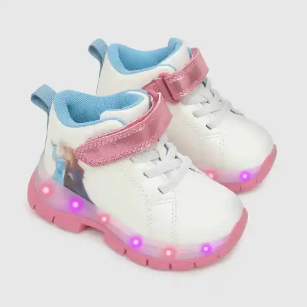 Zapatillas Luces Velcro Elástico Para Niña Blanca T. 27 Colloky