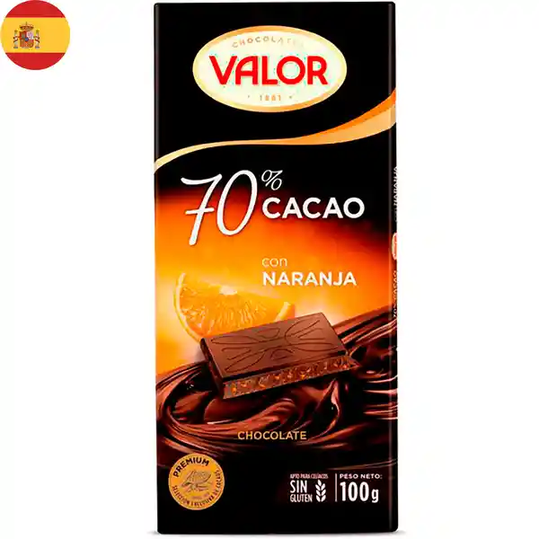 Valor Chocolate Amargo Naranja 70% Cacao