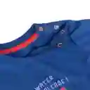 Polera Manga Corta Bebé Niño Azul Talla 6 M Pillín