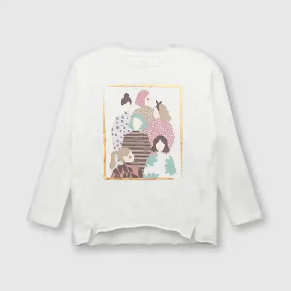 Polera de Niña Retrato Off White Talla 10A Colloky