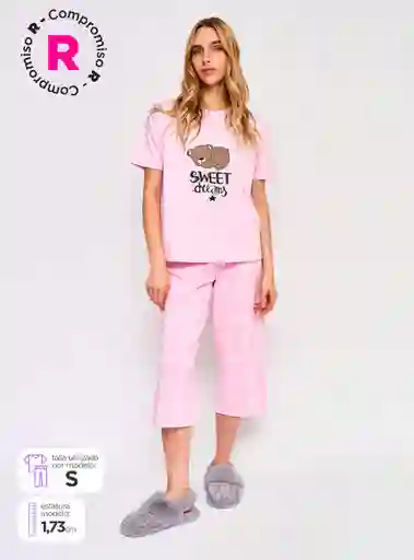 Index Pijama Bas Manga Corta Capri Rosado Print Fb Talla V25 L