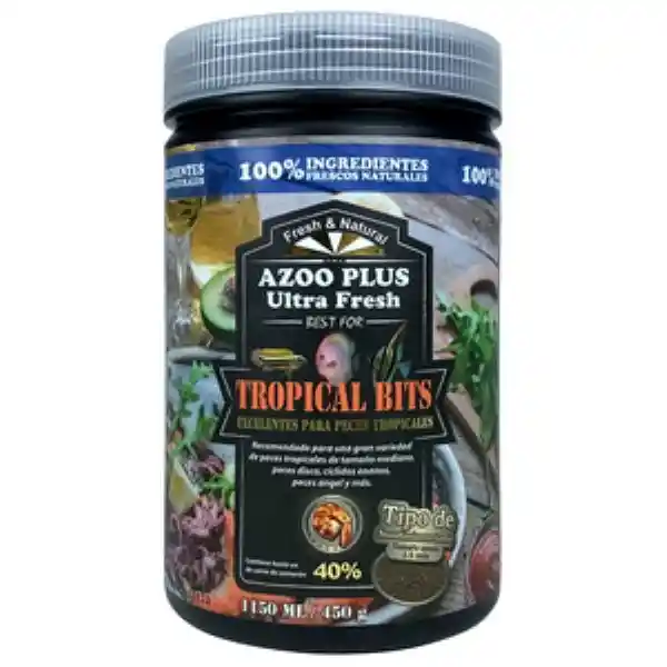 Azoo Ultra Fresh Tropical Bits Alimento Peces Tropicales Mediano