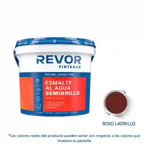 Revor Esmalte al Agua Semibrillo Pintamax Rojo Ladrillo 3.78 L