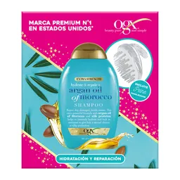 Ogx Estuche Argán Oil Shampoo + Cepillo Blanco