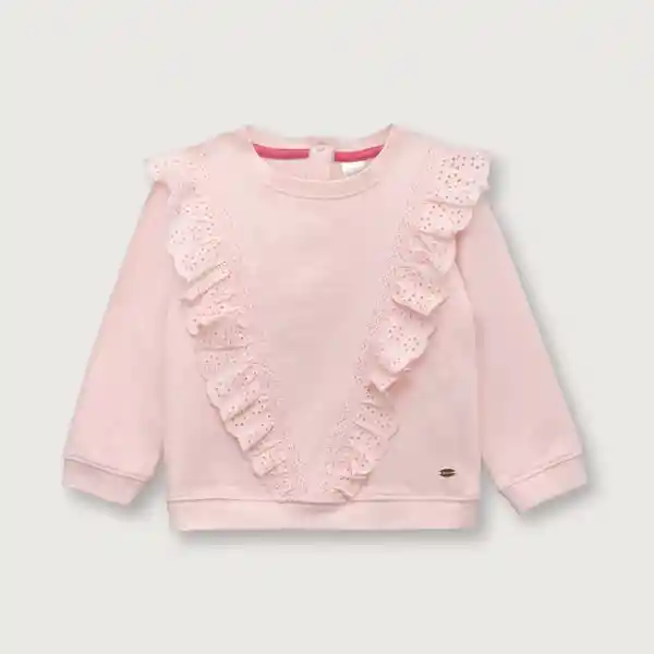 Polerón V Con Broderie de Niña Rosado Talla 9M Opaline