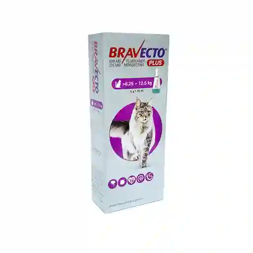 Bravecto Antiparasitario Interno y Externo Gatos 6.25-12.5 Kg