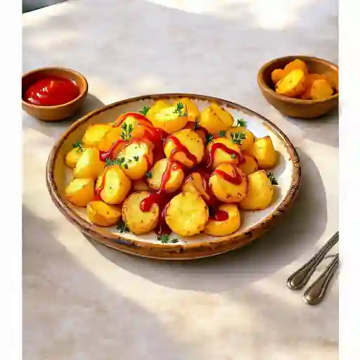 600 Gr Papas 7x7, Acompanadas Con Ketchup, Mostaza Picante, Salsa Patio...