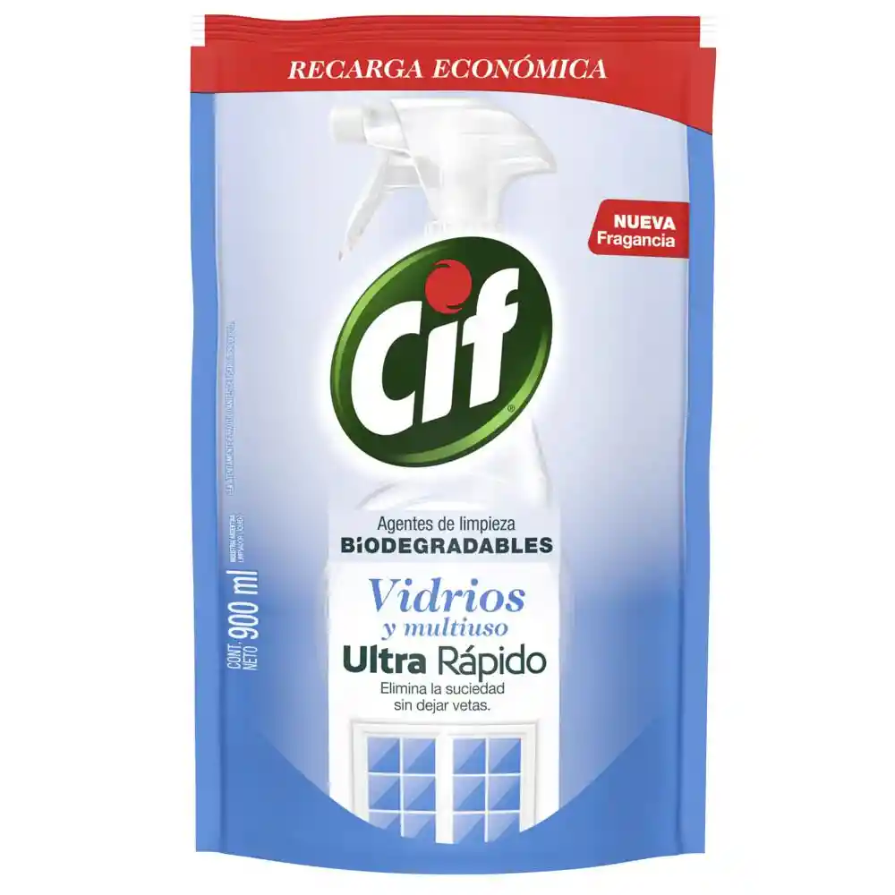 Cif Limpiador de Vidrios y Superficies Delicadas Recarga