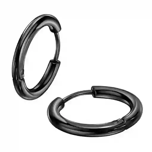 Set Aros Punk Circulares Par Negro 14 mm