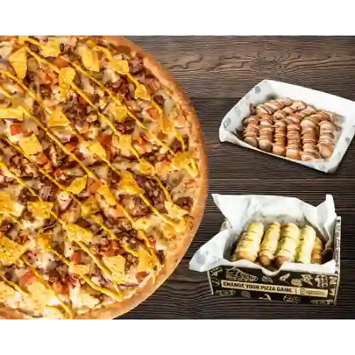 Pizza Taco Fam + Palitos de Ajo y Canela