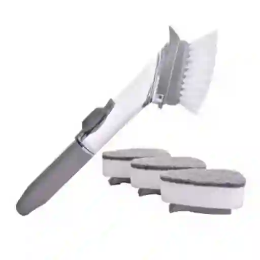 Cepillo Dispensador Jabón Para Ollas Lavaloza Gris