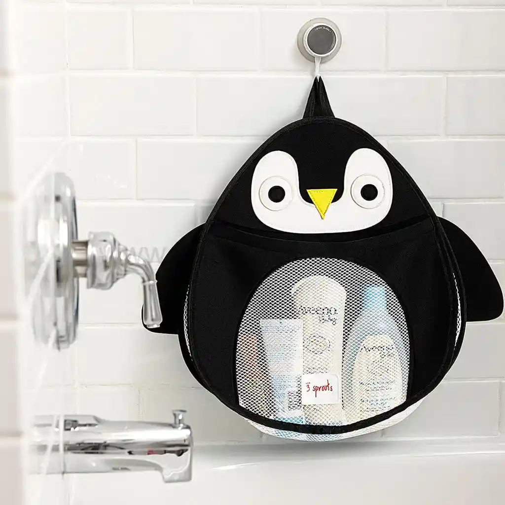 3 Sprouts Organizador de Baño Pingüino Negro