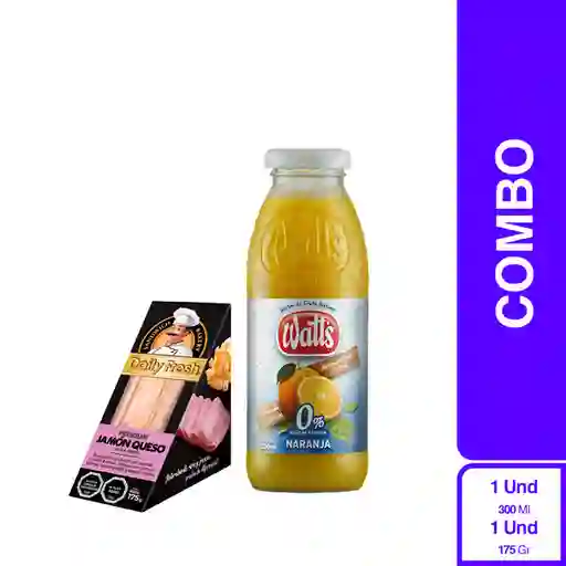 Combo Combo Sándwich de Jamón y Queso+Néctar Watts Naranja Light
