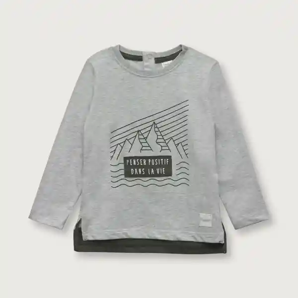 Polera Montaña de Niño Gris Talla 9M Opaline