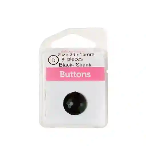 Botón Plástico Corte Diamante Negro Hb04015.02 15mm 8