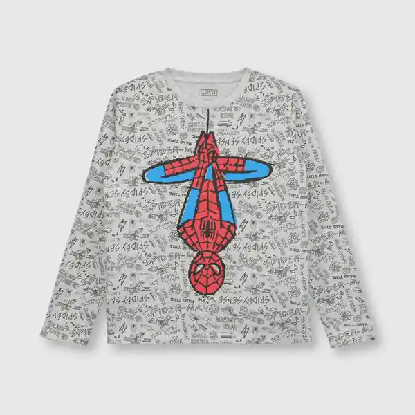 Pijama Algodón Spiderman de Niño Gris Melange Talla 2A Colloky