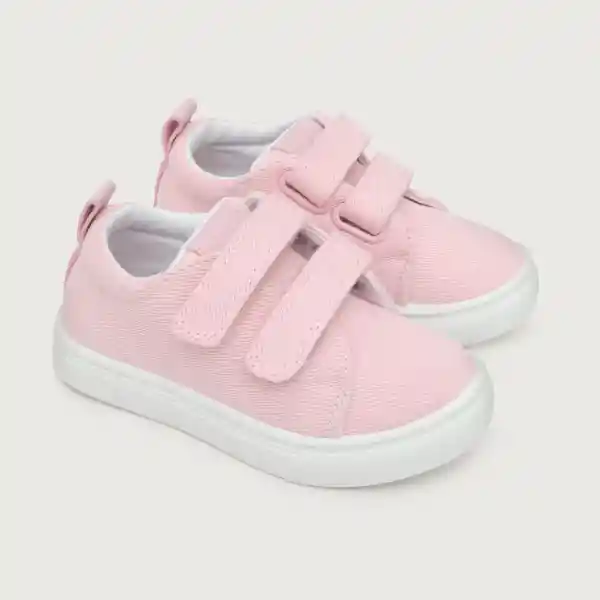 Zapatillas Urbana Lona Doble Velcro Niña Rosado Talla 26 Opaline