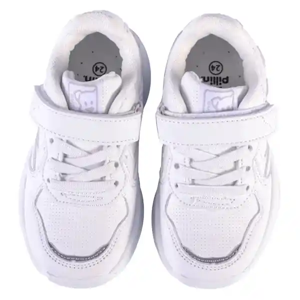 Zapatillas Escolar Unisex Blanco Talla 34 Pillin