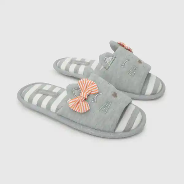 Pantufla Gata de Niña Light Gray Talla 36 Colloky