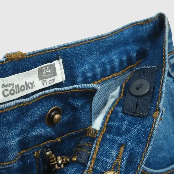 Jean Con Parches de Bebé Niño Azul Denim Talla 24M Colloky