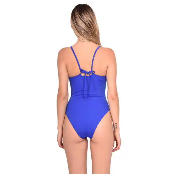 Trikini Con Doble Nudo Color Azul Talla S Samia