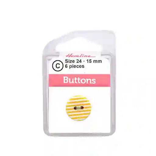 Botón Plástico Líneas Amarillo 15 Mm 6 D Hb02124.04 15 Mm 6