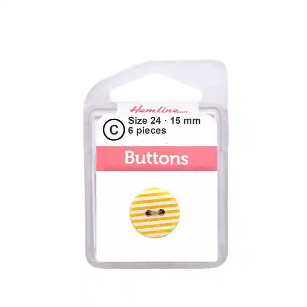 Botón Plástico Líneas Amarillo 15 Mm 6 D Hb02124.04 15 Mm 6