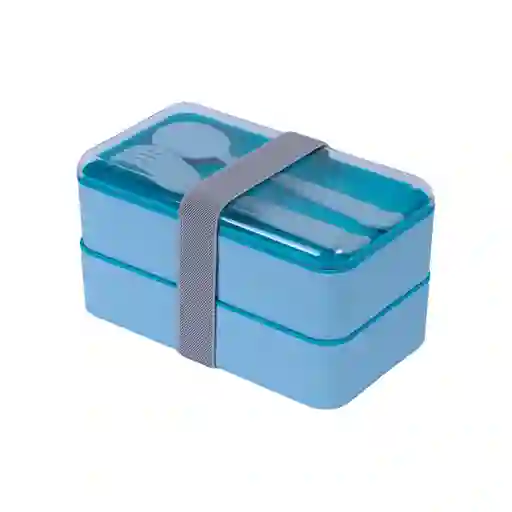 Contenedor Para Comida Doble Capa Azul 1000 mL Miniso