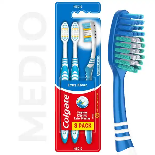 Cepillo de Dientes Colgate Extra Clean Medio 3 Und