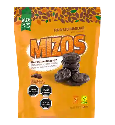 Mizos Galletas de Arroz Sabor a Chocolate Semi Amargo y Naranja