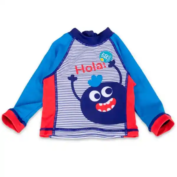 Set Polera Uv + Gorro Bebé Niño Azul Pillín Talla 6 M