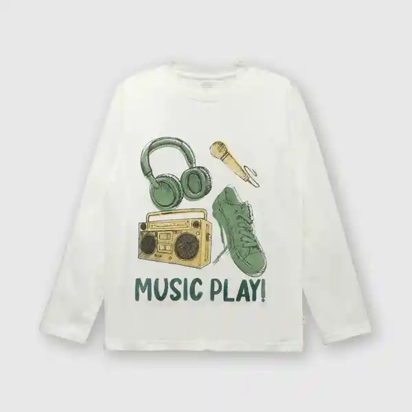 Polera Music de Niño Off White Talla 2A Colloky