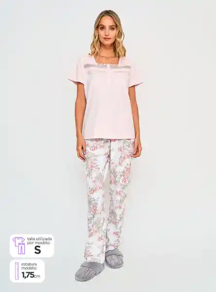 Aziz Pijama Manga Corta Neck Rosado Talla M Fb V25