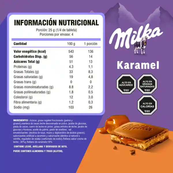 Milka Tableta de Chocolate Relleno con Leche