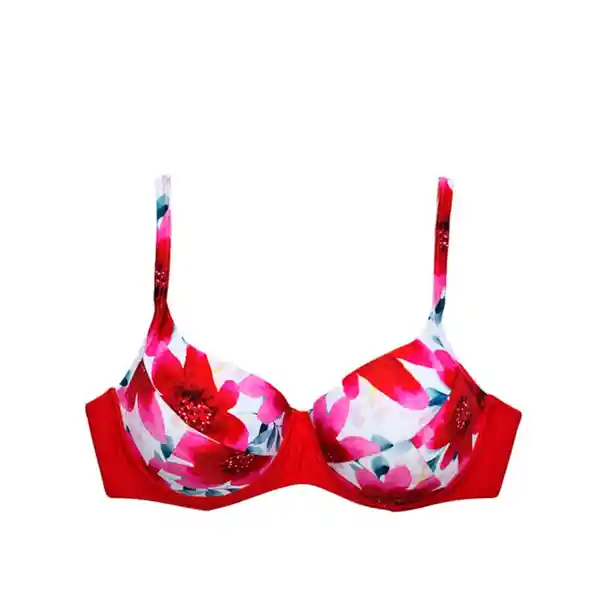 Bikini Estilo Sostén Copa D Estampado Rojo Talla 50 Samia