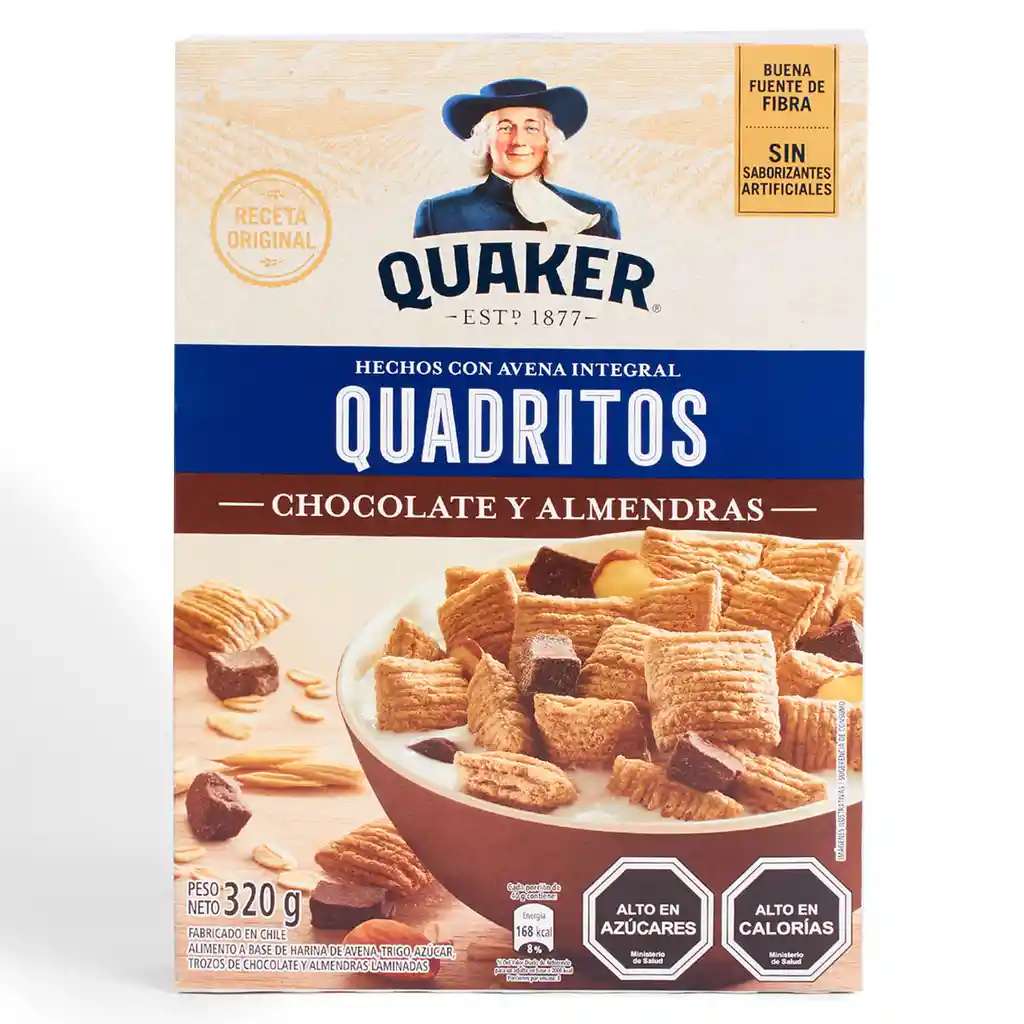 Quaker Cereal Quadritos Chocolate Y Almendras