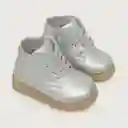 Botines Con Cordón y Cierre de Niña Plateado Talla 25 Opaline