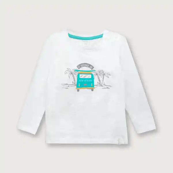 Polera Esencial de Niño Blanco Talla 9M Opaline