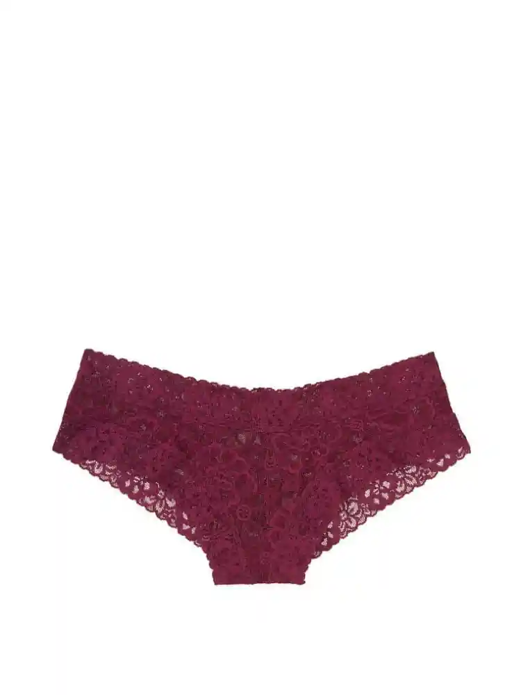 Victoria's Secret Panty Cheeky Con Encaje Floral Vino Talla M