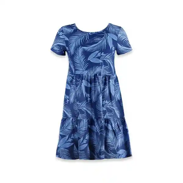 Vestido Manga Corta Básico Azul Talla 8