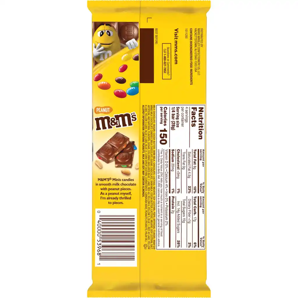 M&M's Barra de Chocolate con Mini Bolitas y Maní