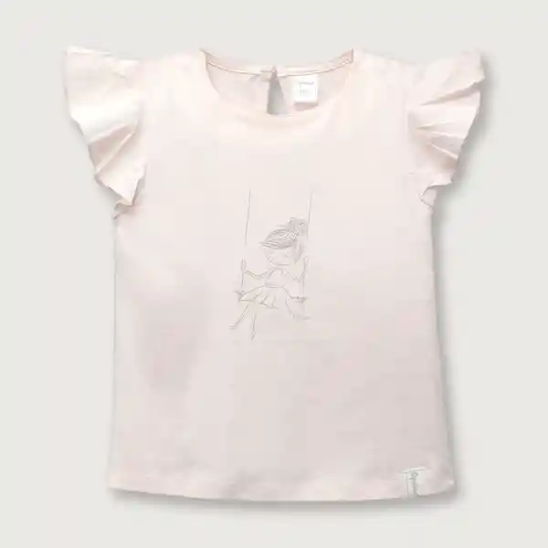 Polera Esencial Manga Corta de Niña Rosado Talla 12M Opaline