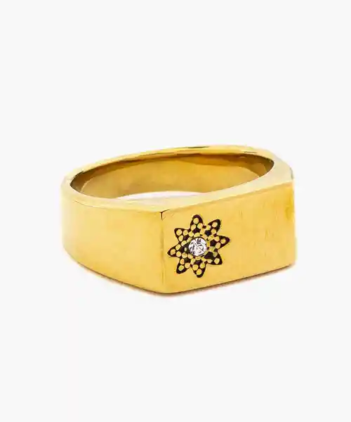 Anillo Acero Inoxidable Flor Brillante Dorado 7 Lounge