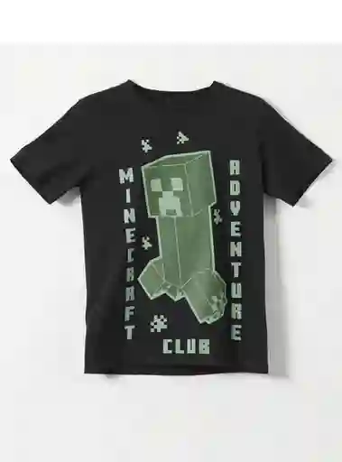 Minecraft Polera Manga Corta To 314011777 V25 Negro Talla 14