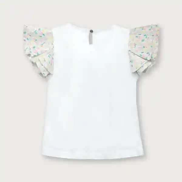 Polera Vuelos Print de Niña Blanco Talla 3A Opaline