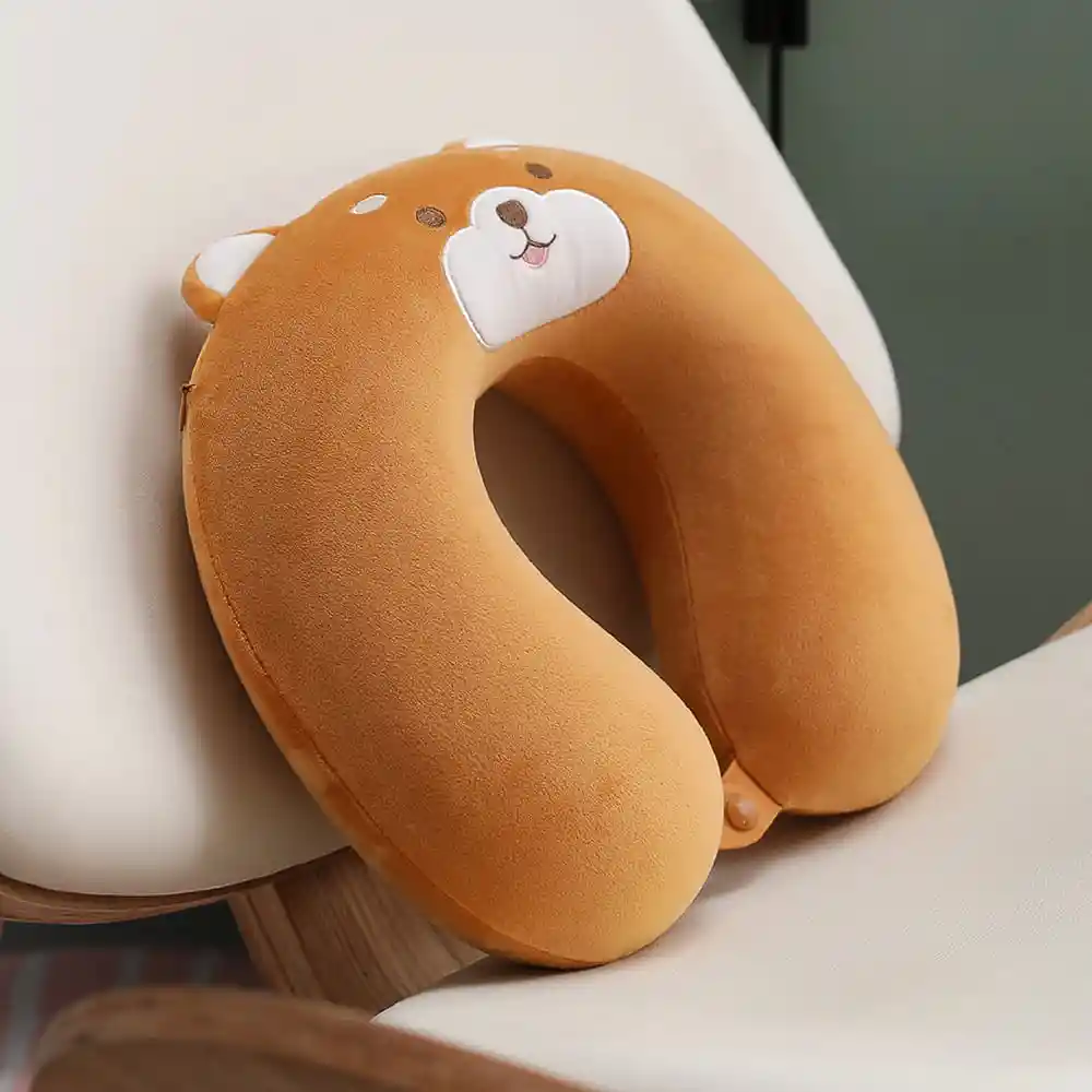 Miniso Almohada Para Viaje Perro Shina Espuma Viscoelástica Café