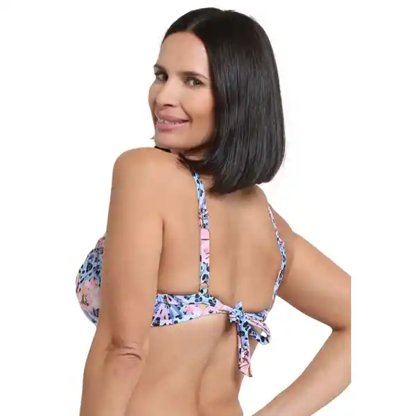 Bikini Estilo Sostén Torcido Copa C Estampado Celeste T. 48 Samia