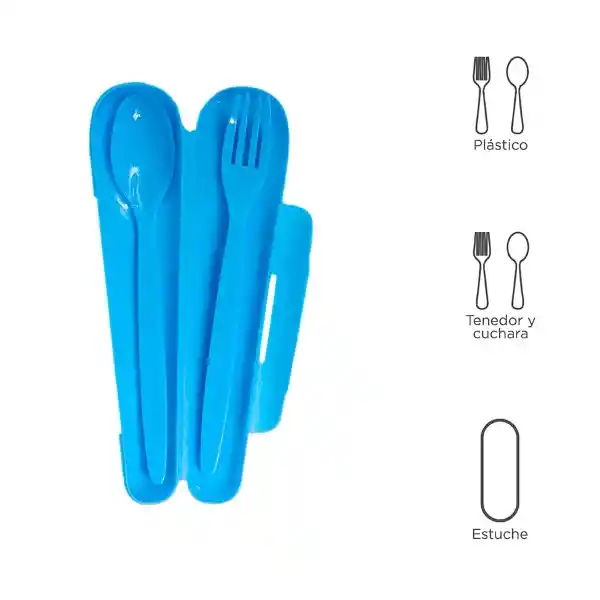 Miniso Set de Cubiertos Portátil Azul Claro