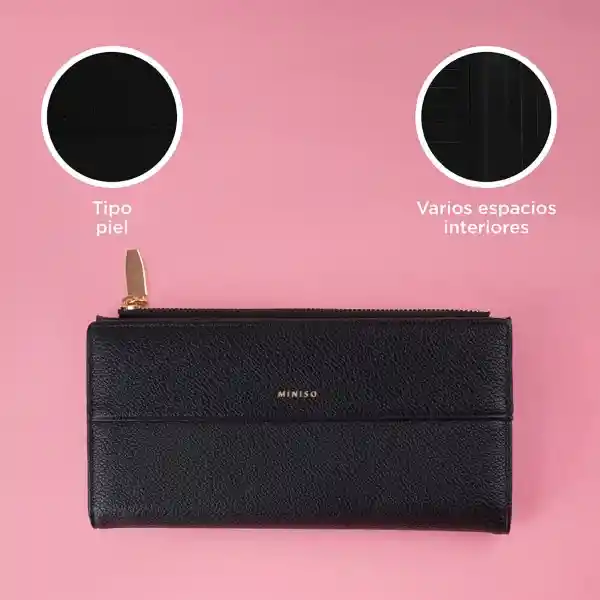 Cartera Larga Para Mujer Negro Miniso